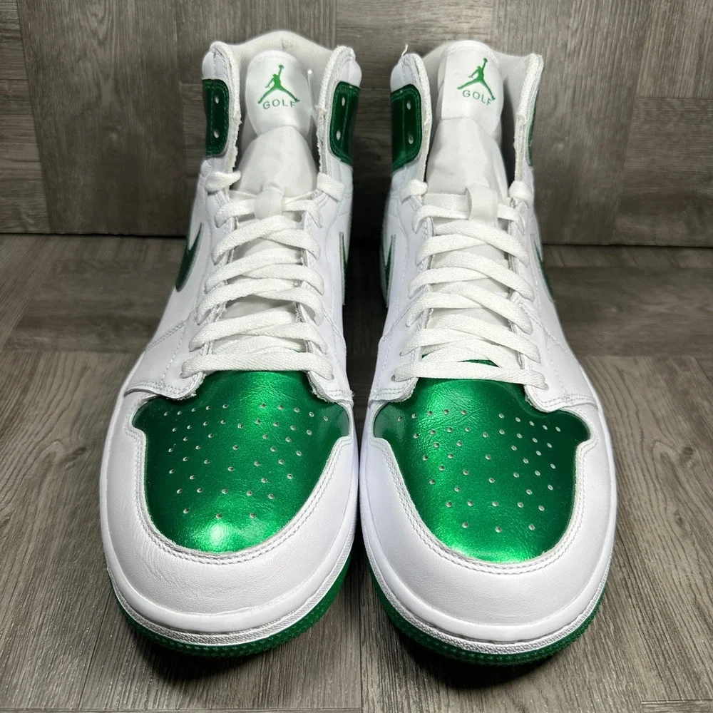 Jordan 1 High G Mens 14 Metallic Green White Golf Shoes NEW DQ0660-130
